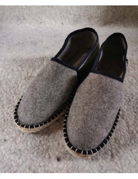 Espadrilles laine :  uni  gris - bord noir